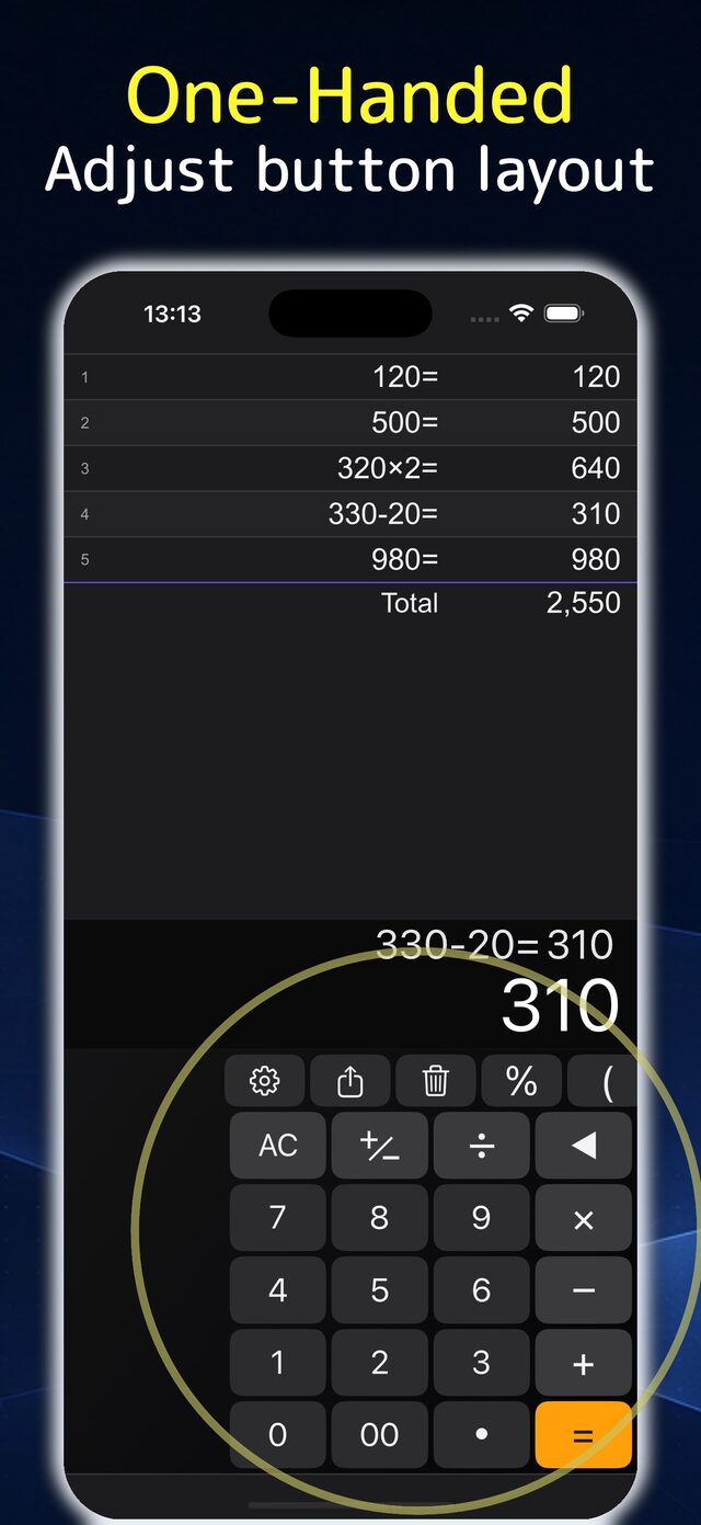 Buttons shifted for one-handed use